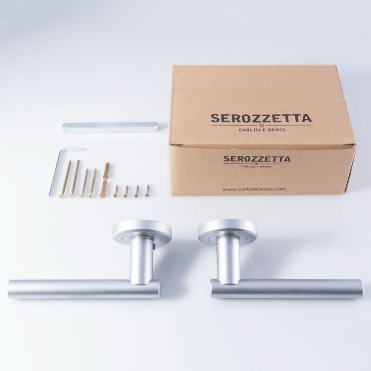 Serozzetta Philadelphia ZIN3121-SC satin chrome zinc lever on rose handles