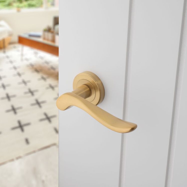 Serozzetta Verdun Lever On Rose in Satin Brass - by Carlisle Brass - ZIN3130SB