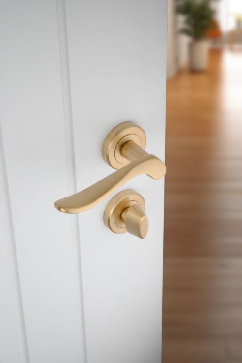 Serozzetta Verdun Lever On Rose in Satin Brass - by Carlisle Brass - ZIN3130SB